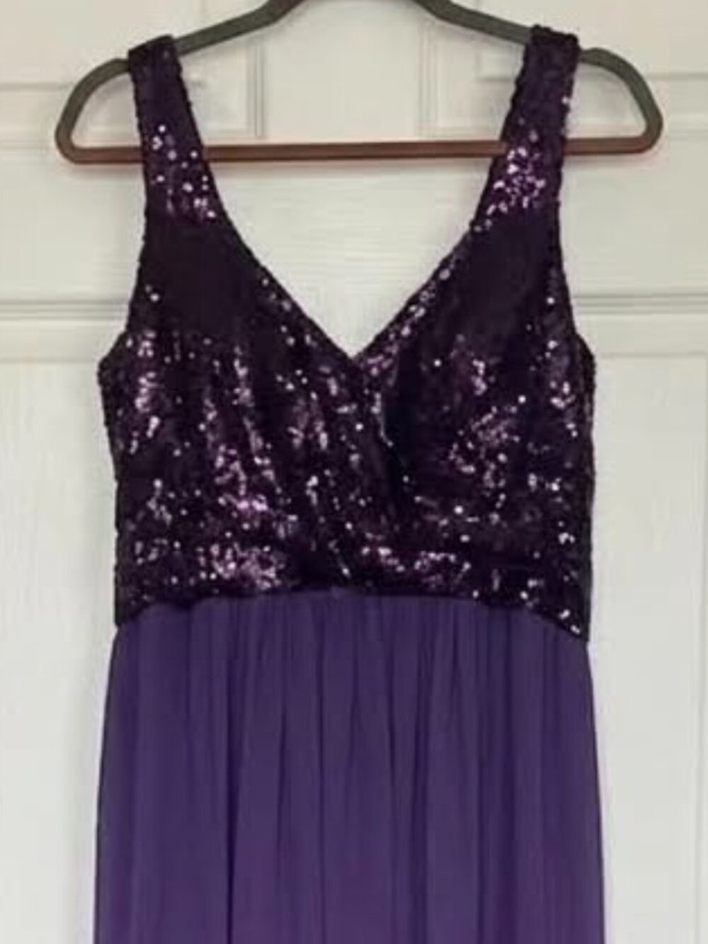 B2 by Jasmine Purple Sequin Bridesmaid Gown Size 20 #250